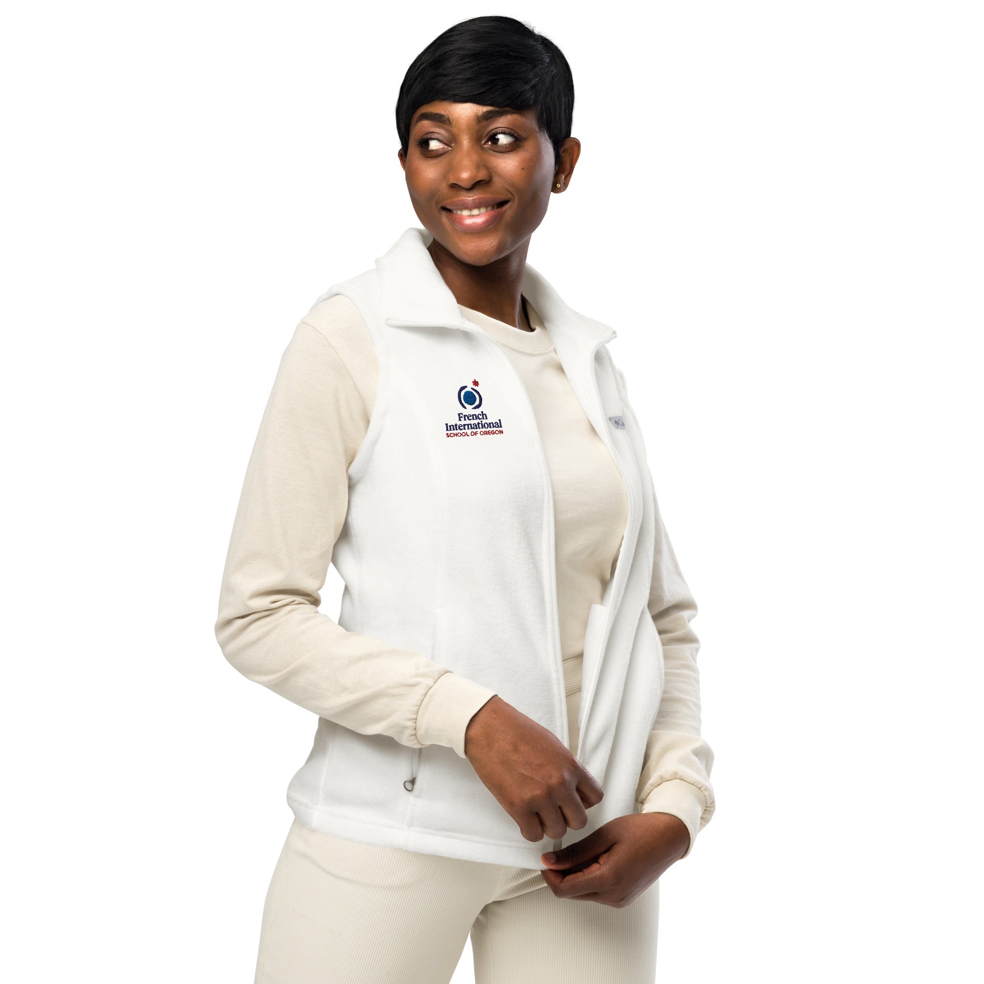 FI - Women's Columbia Fleece Vest - White – French International
